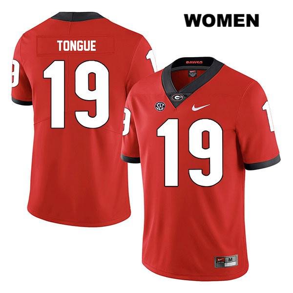 Georgia Bulldogs Women's Makiya Tongue #19 NCAA Legend Authentic Red Nike Stitched College Football Jersey CCK6656DH